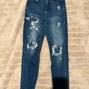 American Eagle Outfitters Dark Blue Distressed Skinny Jeans